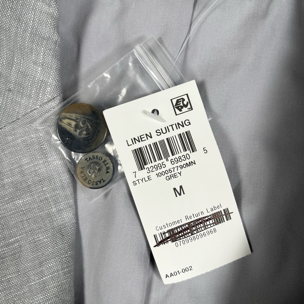 NWT-Tasso Elba Blazer Mens M Grey 100% Linen Sport Coat Jacket Island Summer - Picture 3 of 9